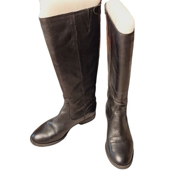 Arturo Chiang Black Riding Boots WOMENS SIZE 7M Leather Biker Minimalist Travel - Picture 2 of 10